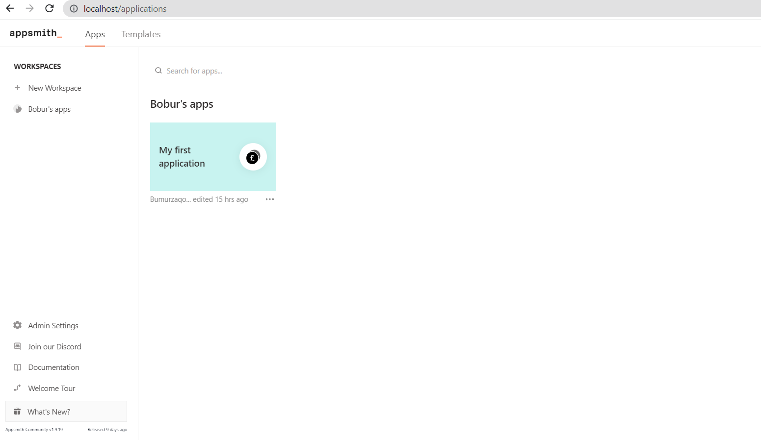 Meu primeiro aplicativo Appsmith